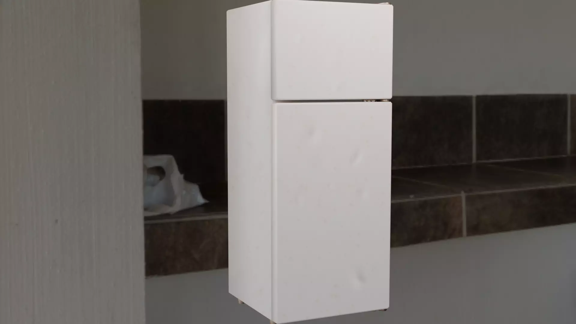 Dirty refrigerator low poly Low-poly 3D model_0