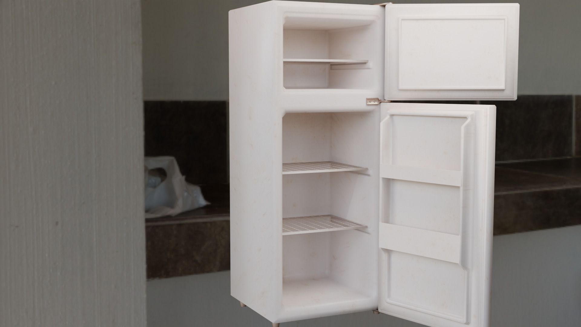 Dirty refrigerator low poly Low-poly 3D model_1