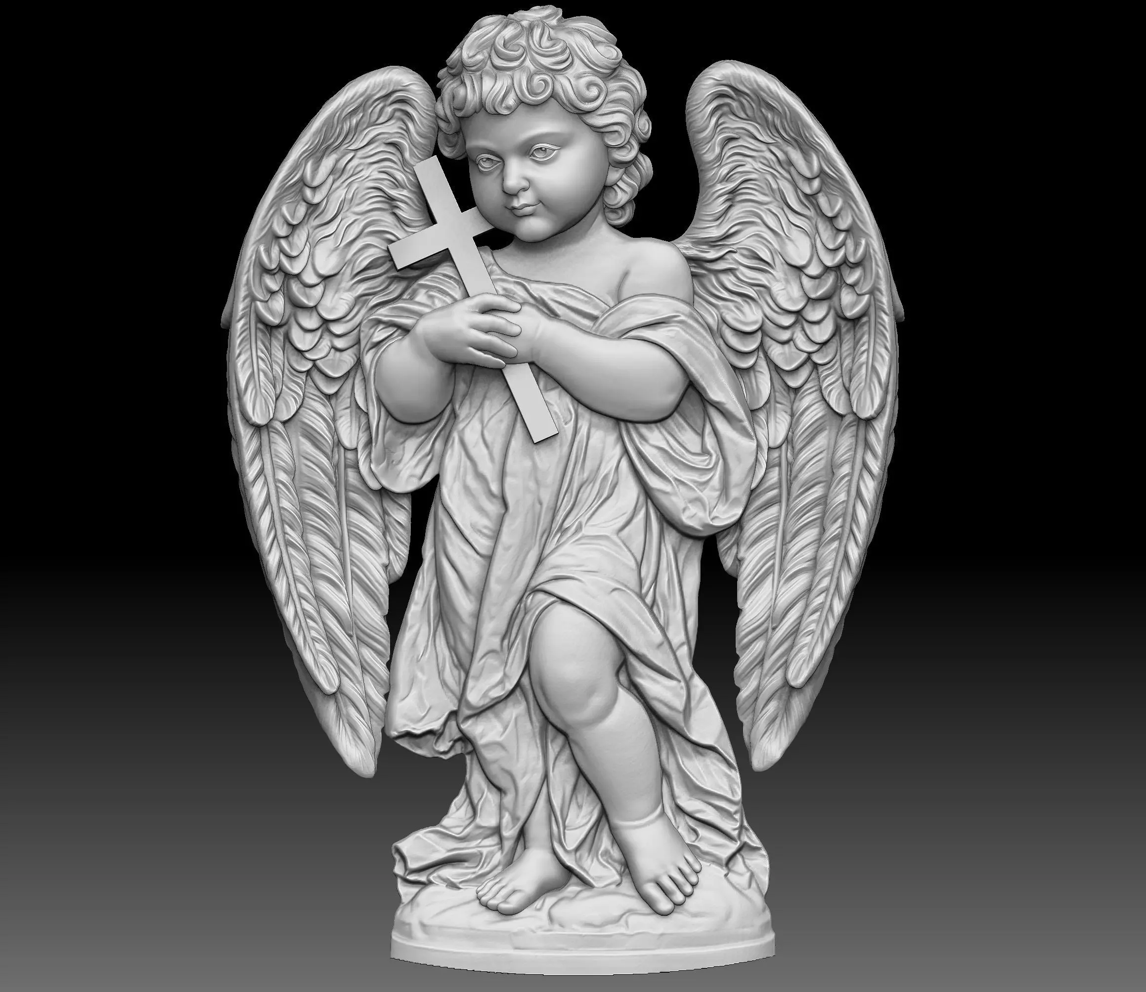 Baby Angel with Cross relief 3D print model_0