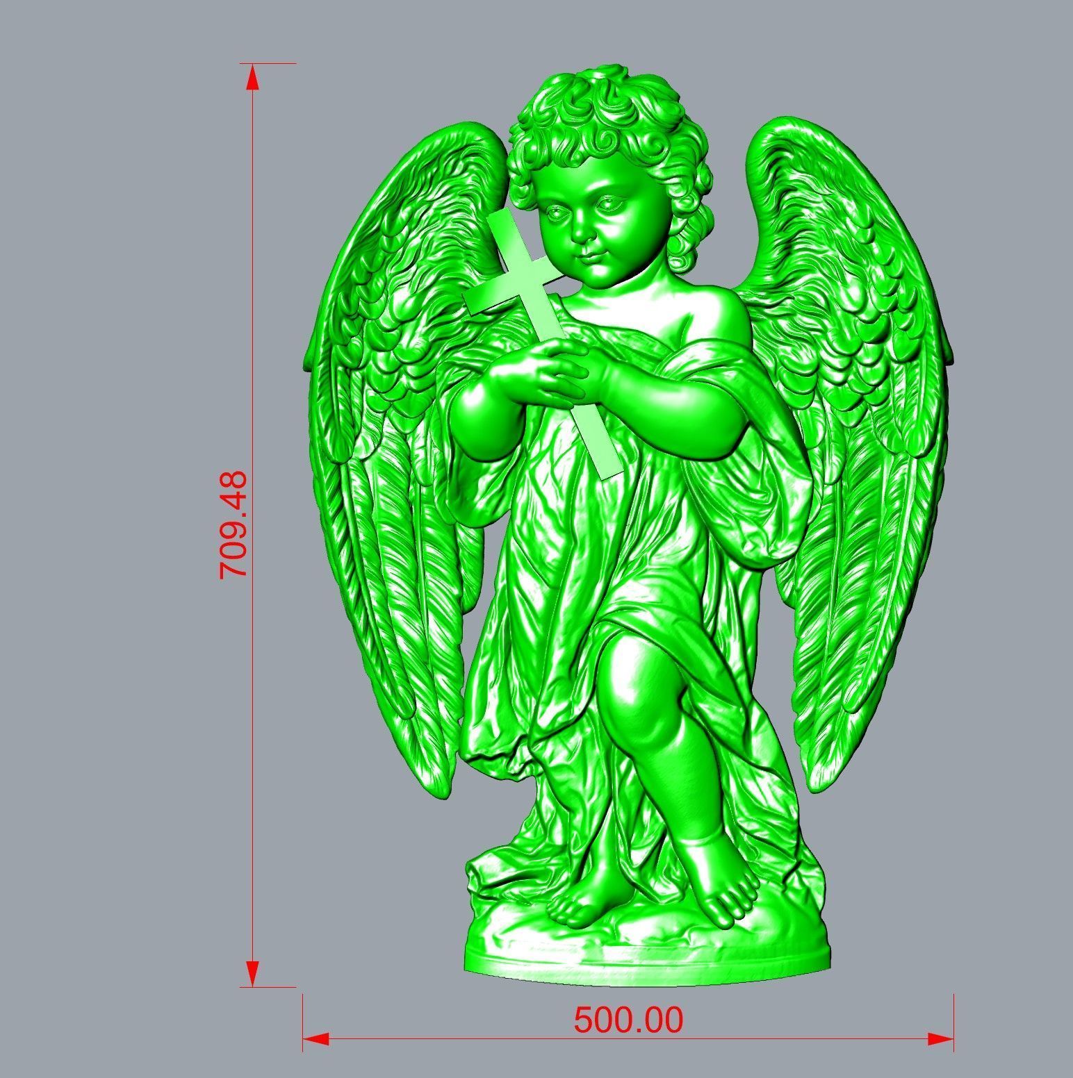 Baby Angel with Cross relief 3D print model_4