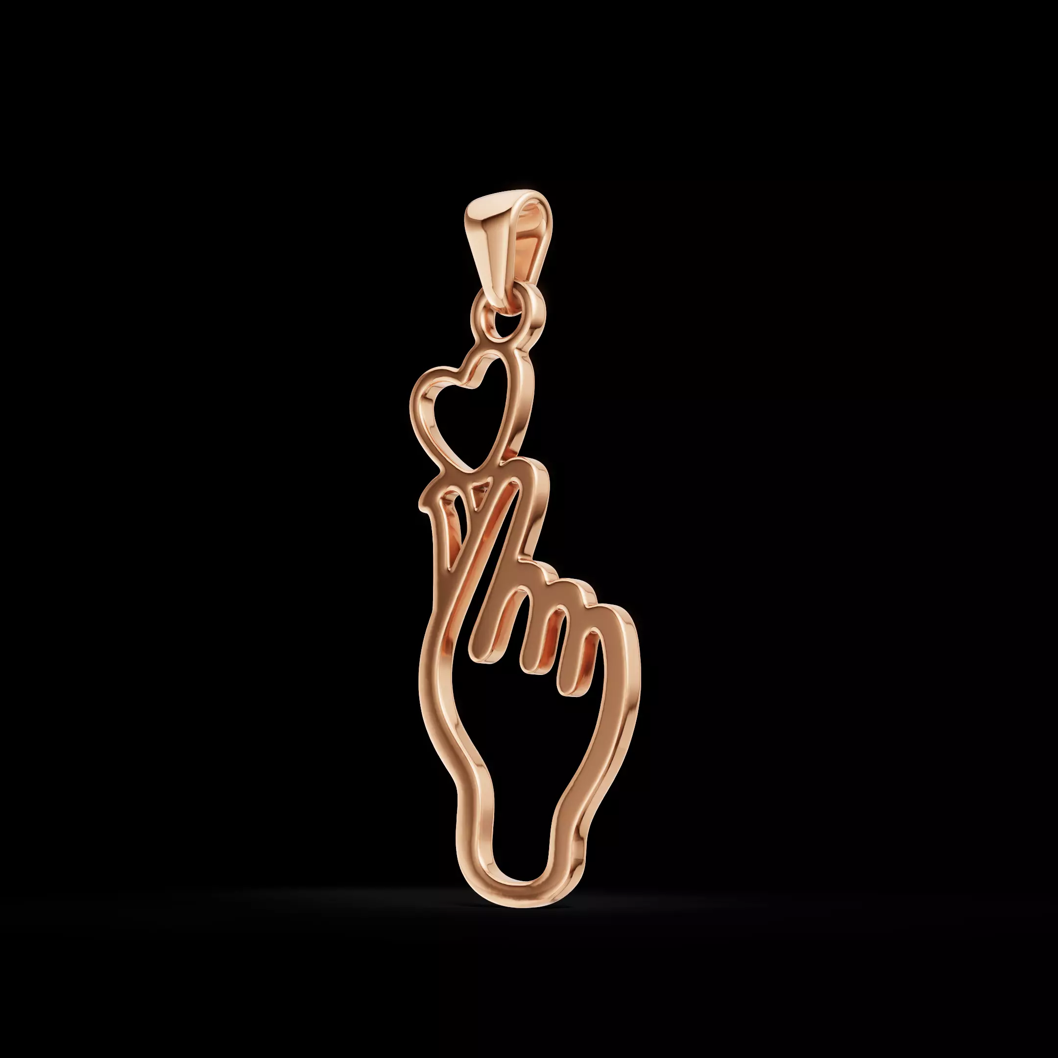 Finger Heart Pendant Minimalist 3D Model 3D print model