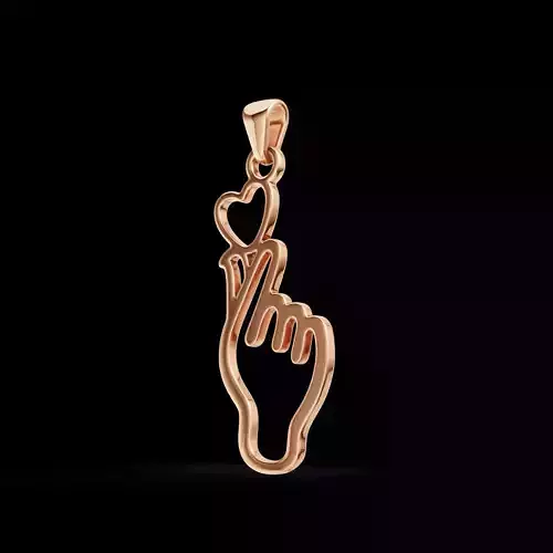 Finger Heart Pendant Minimalist 3D Model