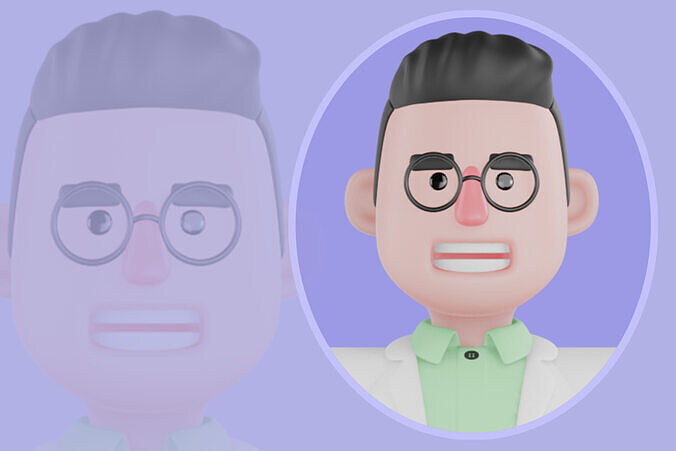Stylized 3D Male Biologist Character - Cartoon Scientist 3D model