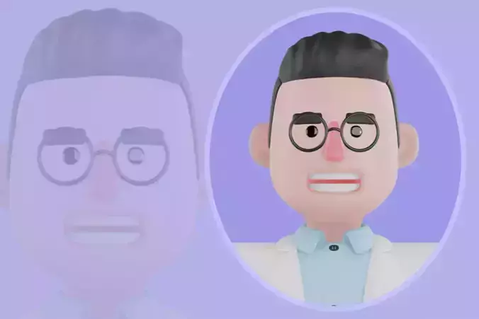 Stylized 3D Male Chemist Character - Cartoon Chemistry Scientist