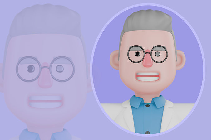 Stylized 3D Male Physicist Character - Cartoon Science Man 3D model