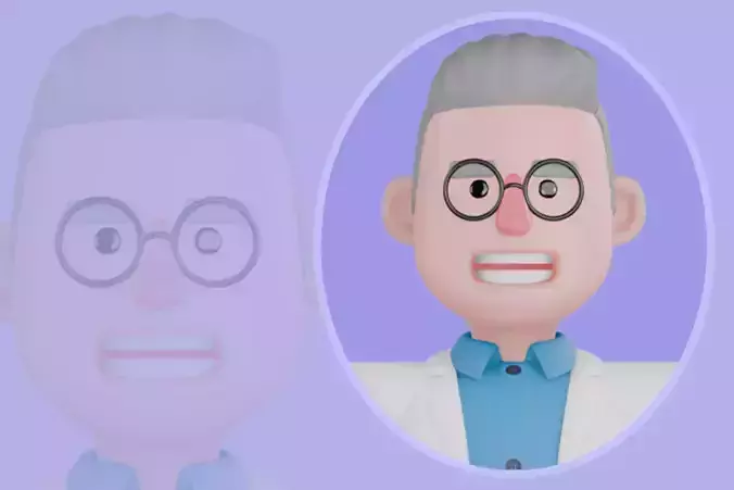 Stylized 3D Male Physicist Character - Cartoon Science Man