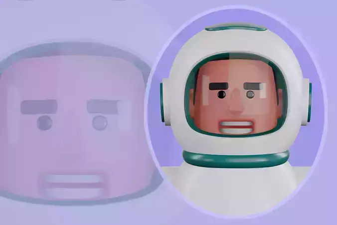 Stylized 3D Male Astronaut Character - Cartoon Space Explorer