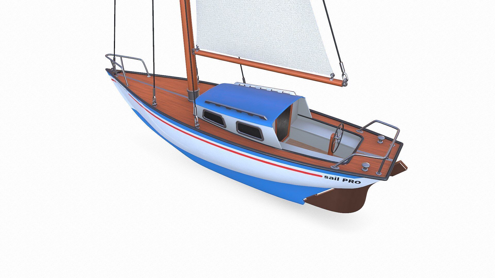 Sailing Yacht 02 Low-poly PBR Low-poly 3D model_4