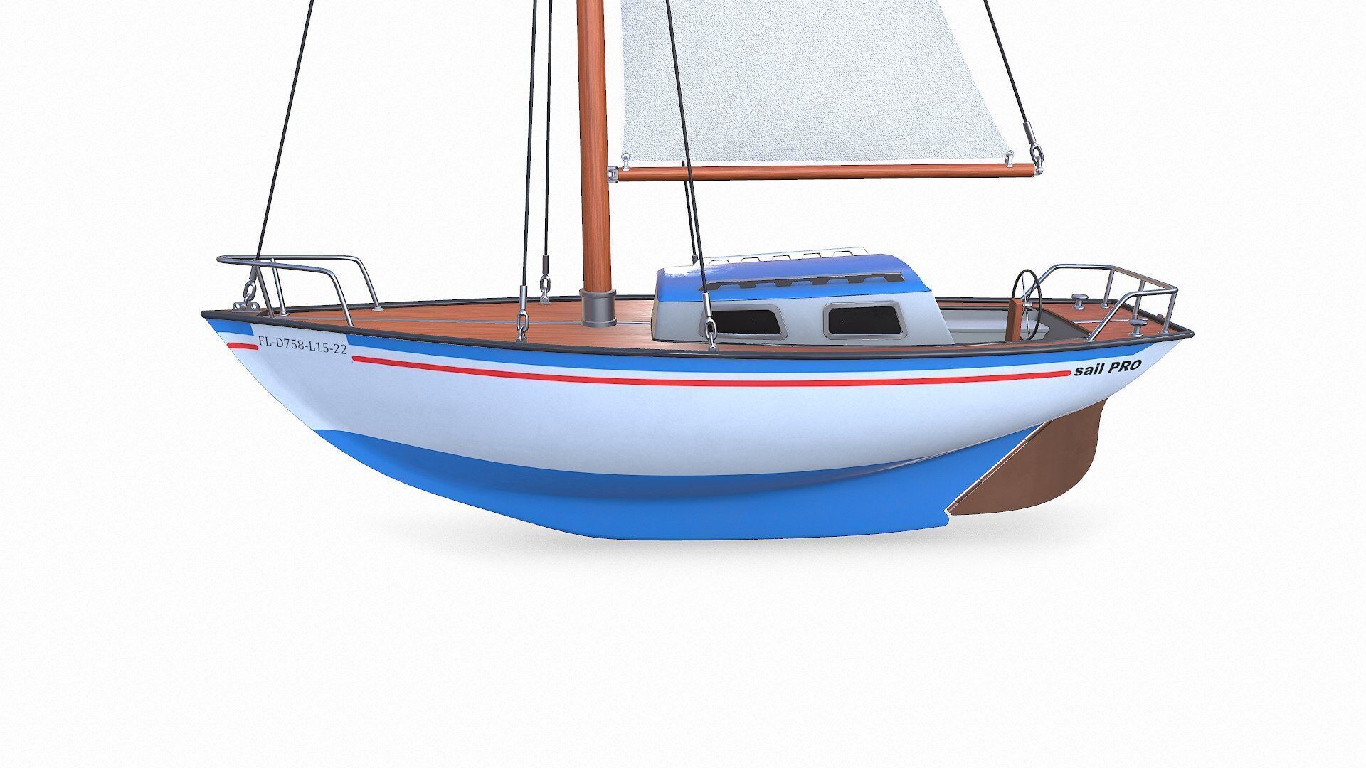 Sailing Yacht 02 Low-poly PBR Low-poly 3D model_3