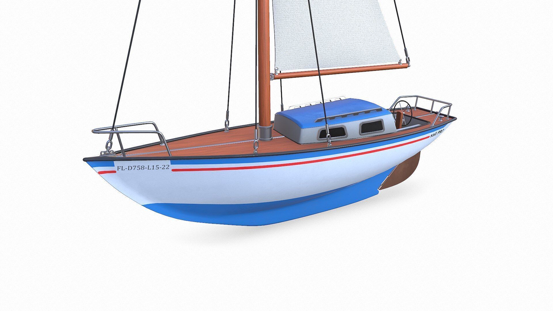 Sailing Yacht 02 Low-poly PBR Low-poly 3D model_2