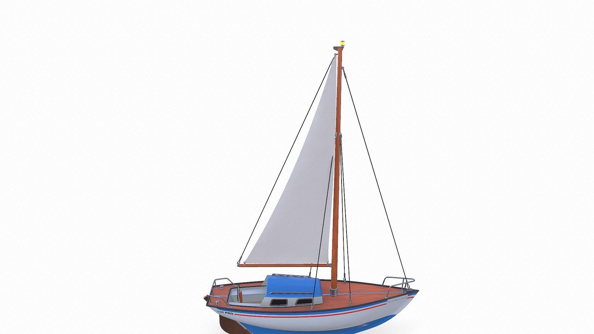 Sailing Yacht 02 Low-poly PBR Low-poly 3D model_12