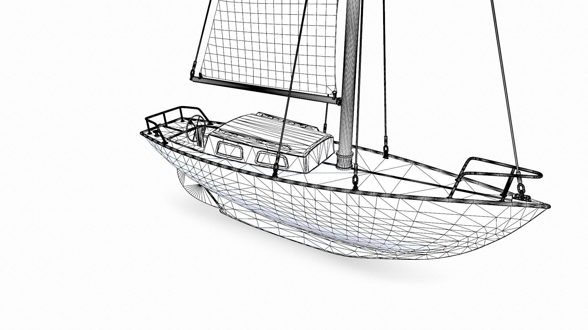 Sailing Yacht 02 Low-poly PBR Low-poly 3D model_25