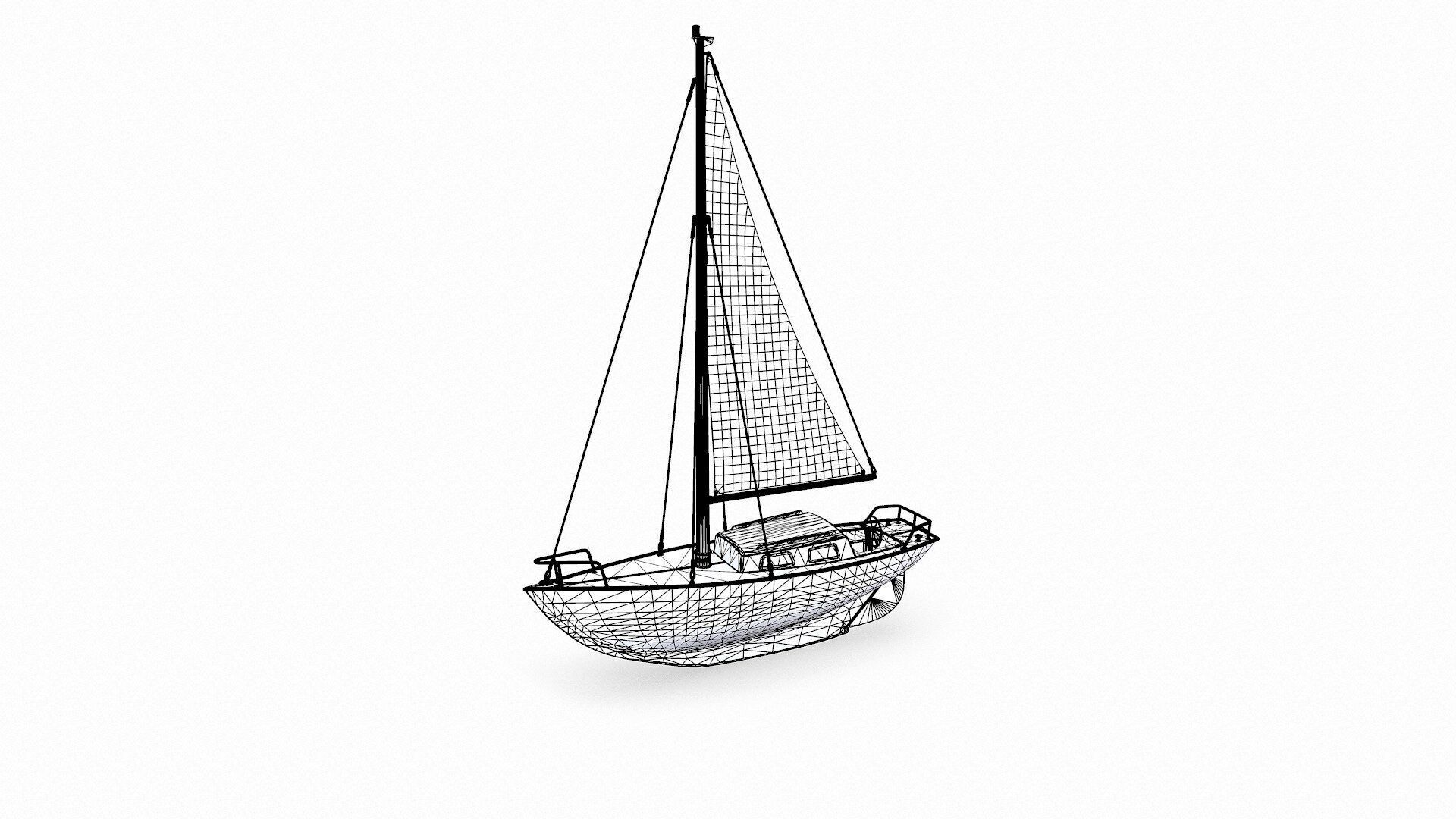 Sailing Yacht 02 Low-poly PBR Low-poly 3D model_22