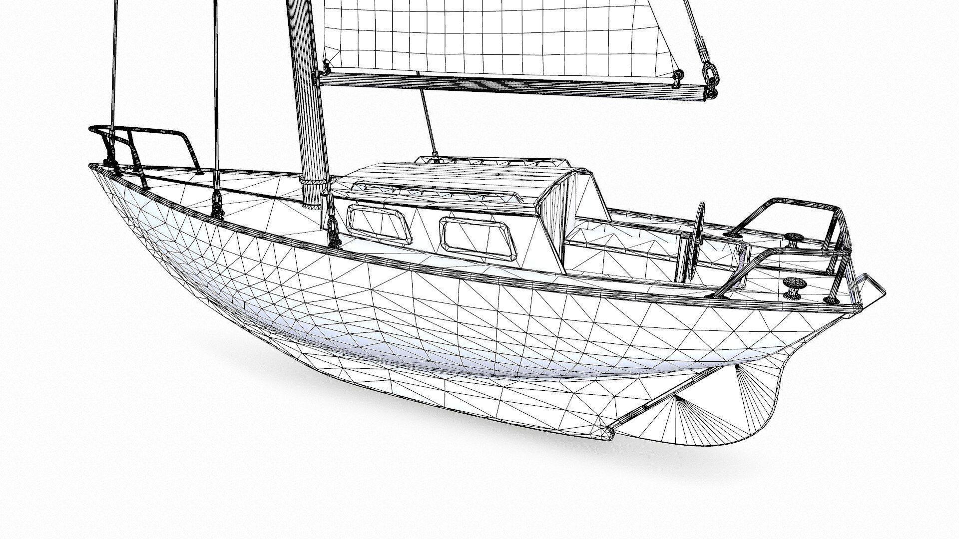 Sailing Yacht 02 Low-poly PBR Low-poly 3D model_24