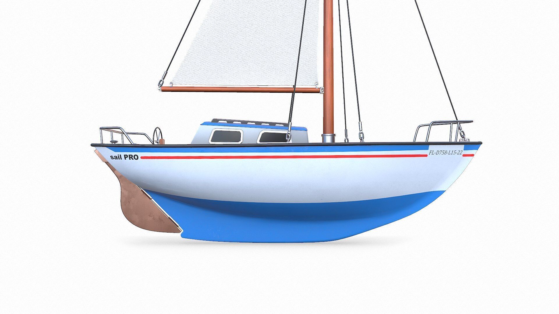 Sailing Yacht 02 Low-poly PBR Low-poly 3D model_9