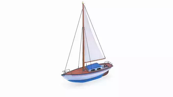 Sailing Yacht 02 Low-poly PBR Low-poly 3D model