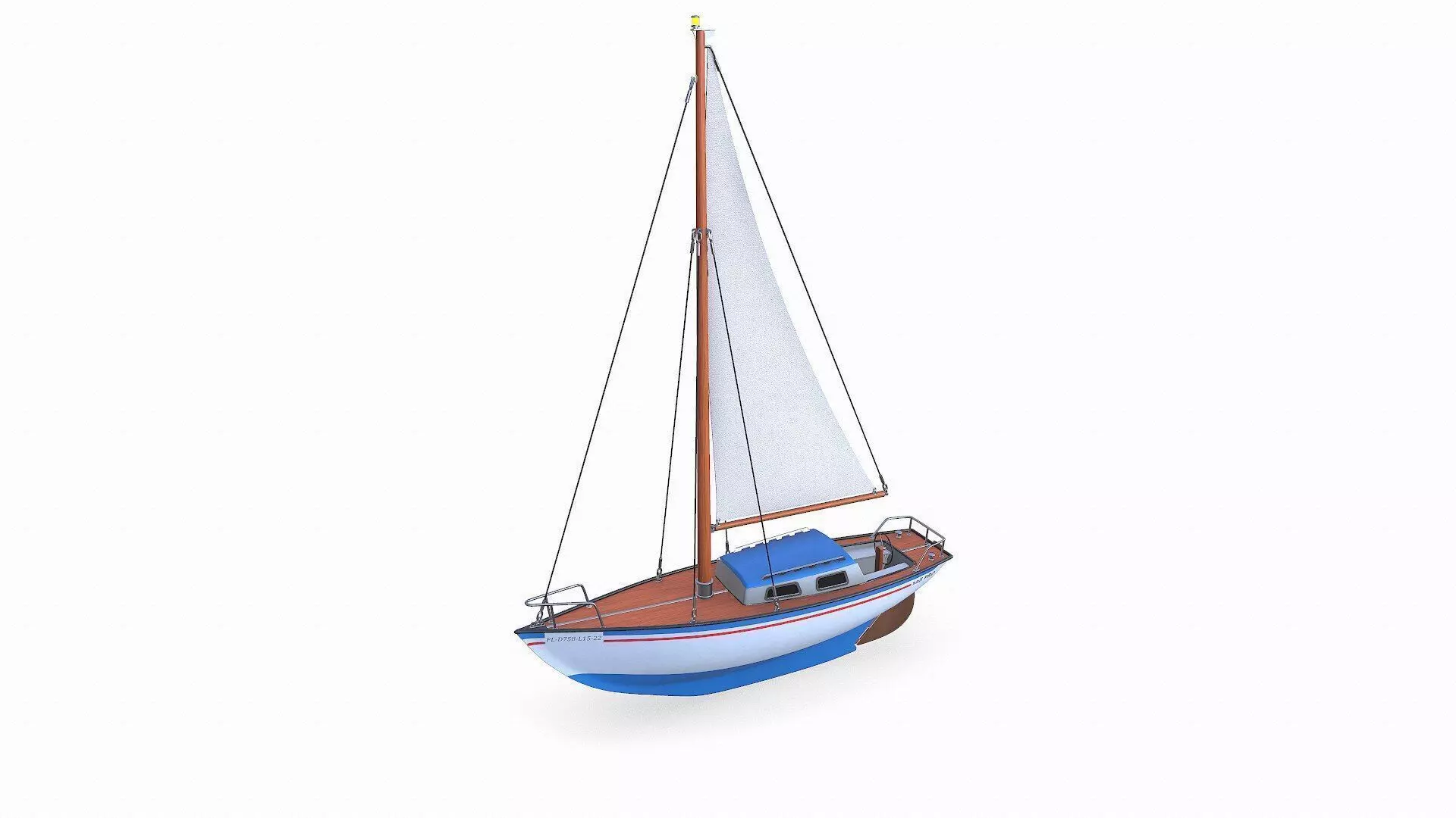Sailing Yacht 02 Low-poly PBR Low-poly 3D model_0