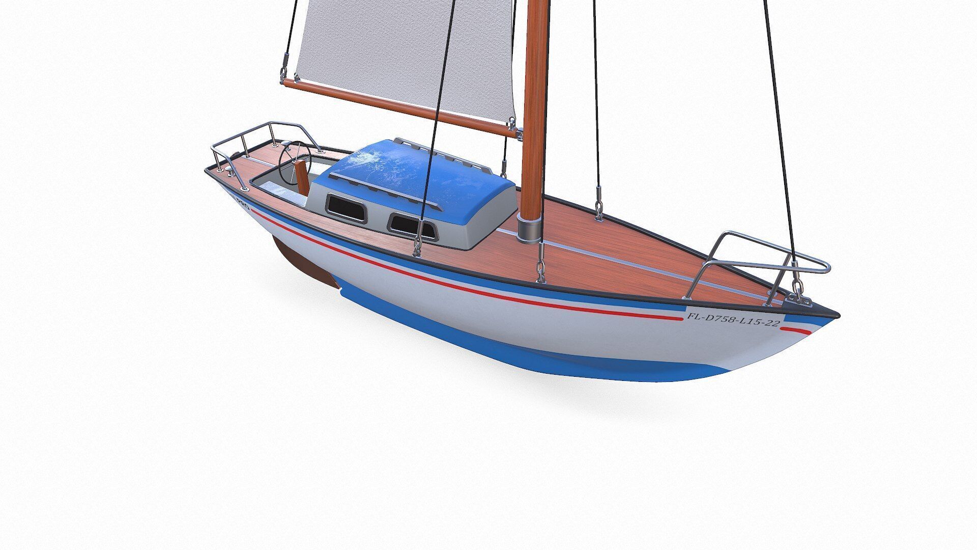 Sailing Yacht 02 Low-poly PBR Low-poly 3D model_10