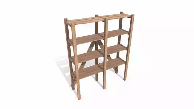 Old Wooden storage Shelf Low-poly PBR