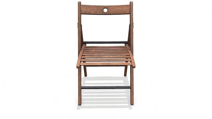 Old Wooden Folding Chair low-poly PBR Low-poly 3D model 2
