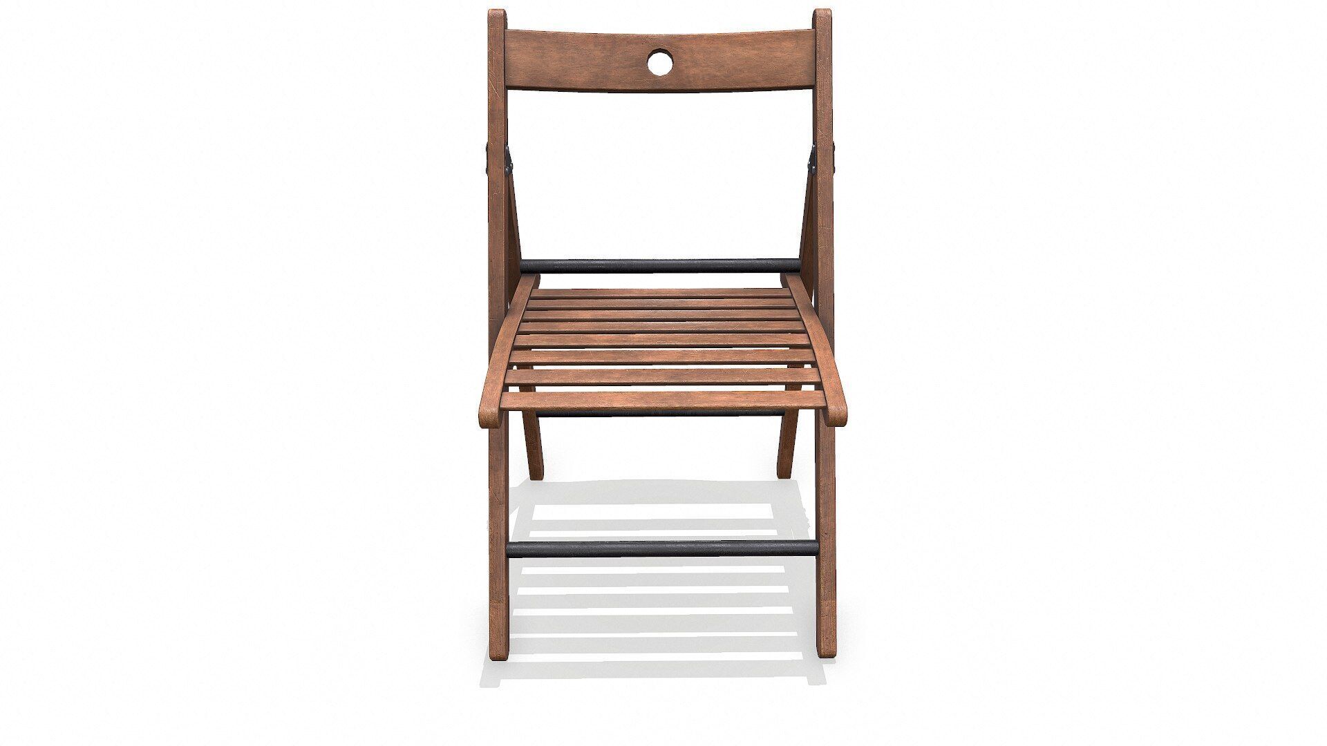 Old Wooden Folding Chair low-poly PBR Low-poly 3D model_2