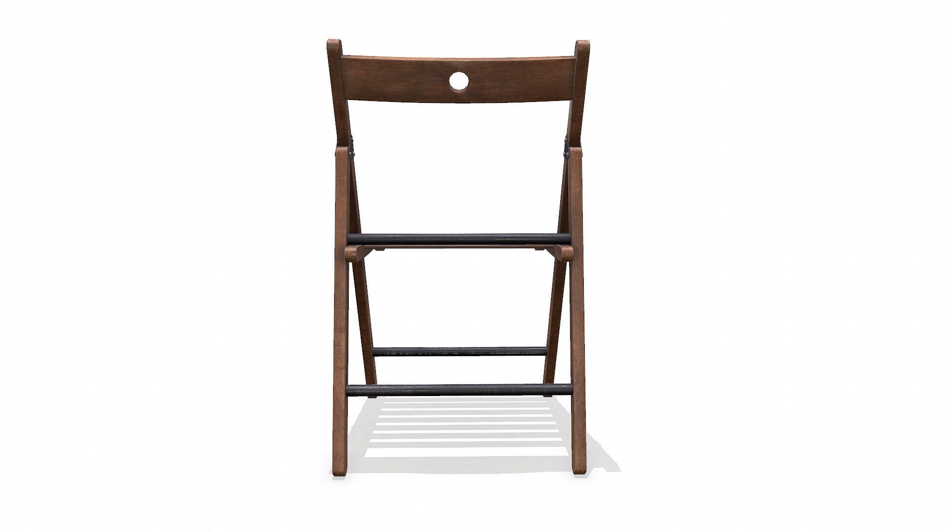 Old Wooden Folding Chair low-poly PBR Low-poly 3D model_6