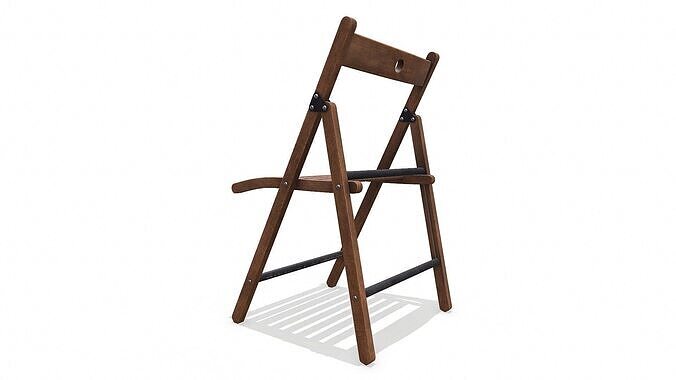 Old Wooden Folding Chair low-poly PBR Low-poly 3D model 5