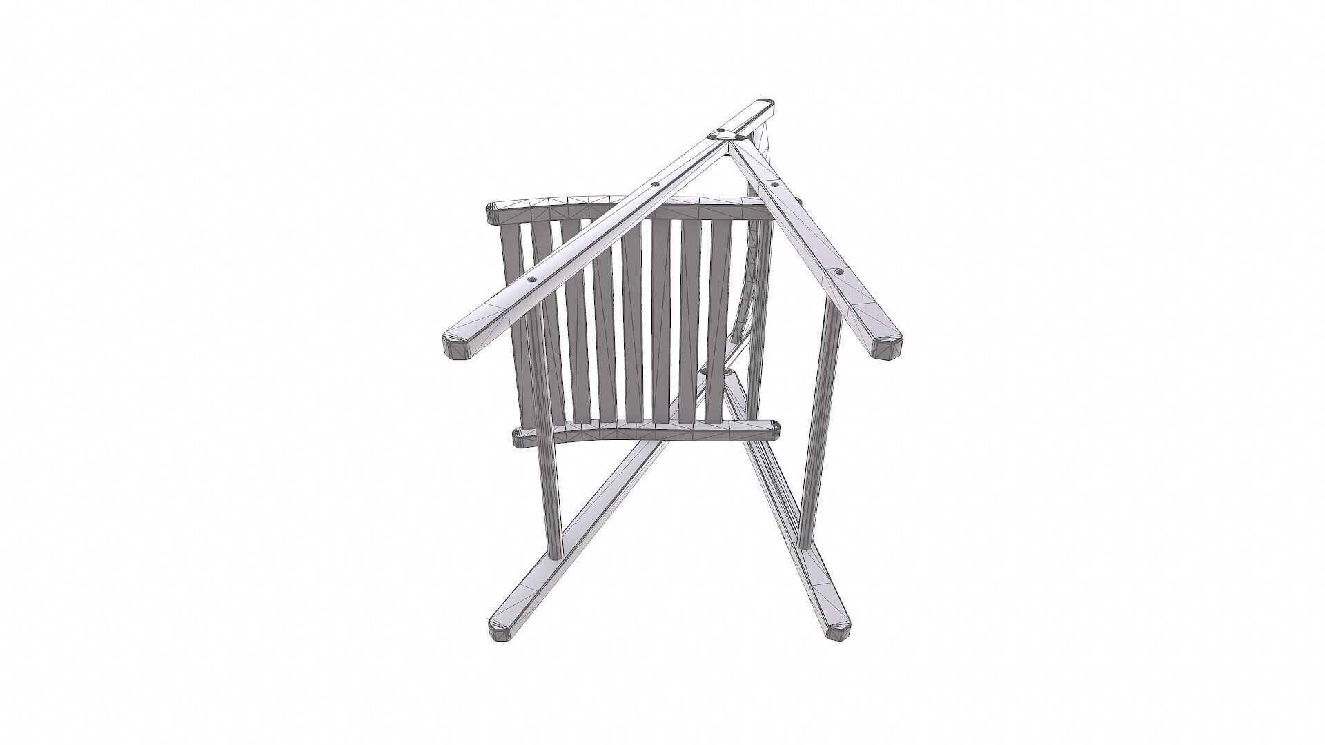 Old Wooden Folding Chair low-poly PBR Low-poly 3D model_14
