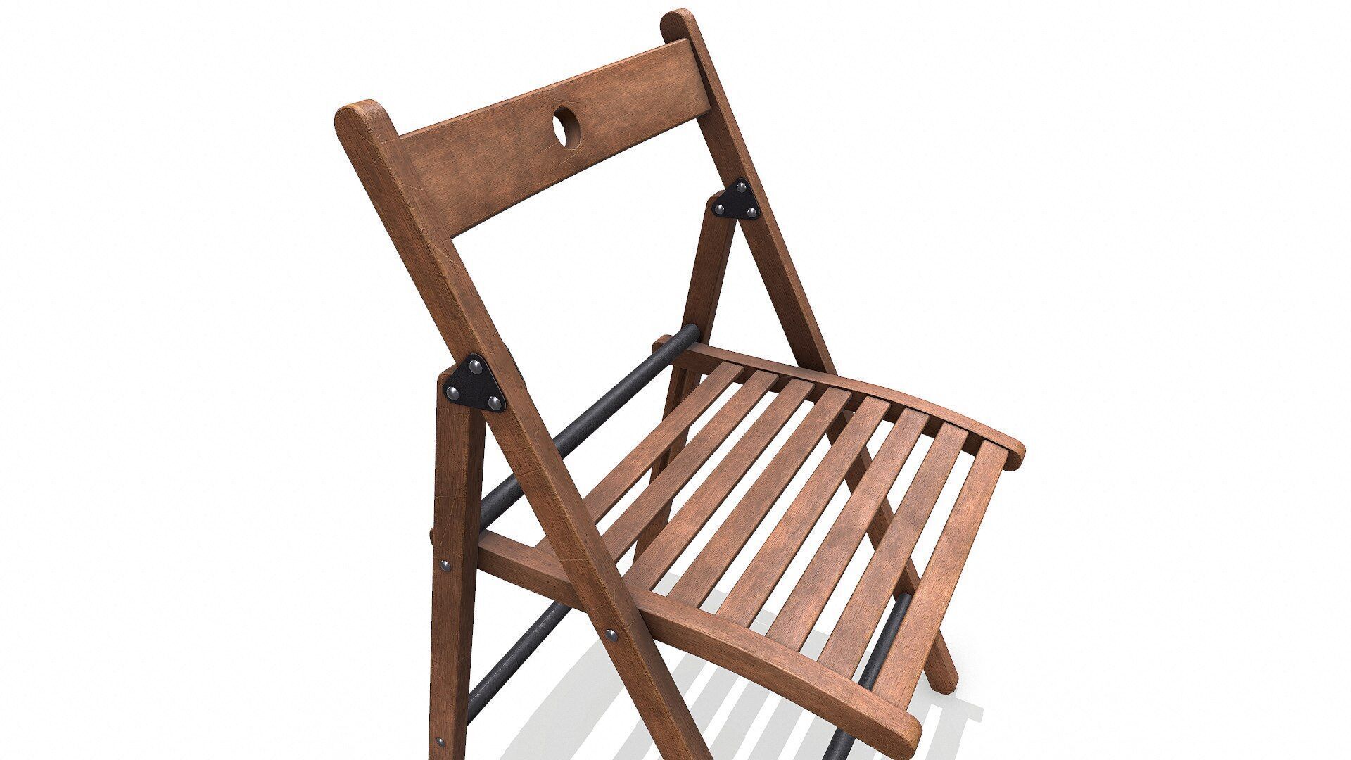 Old Wooden Folding Chair low-poly PBR Low-poly 3D model_10