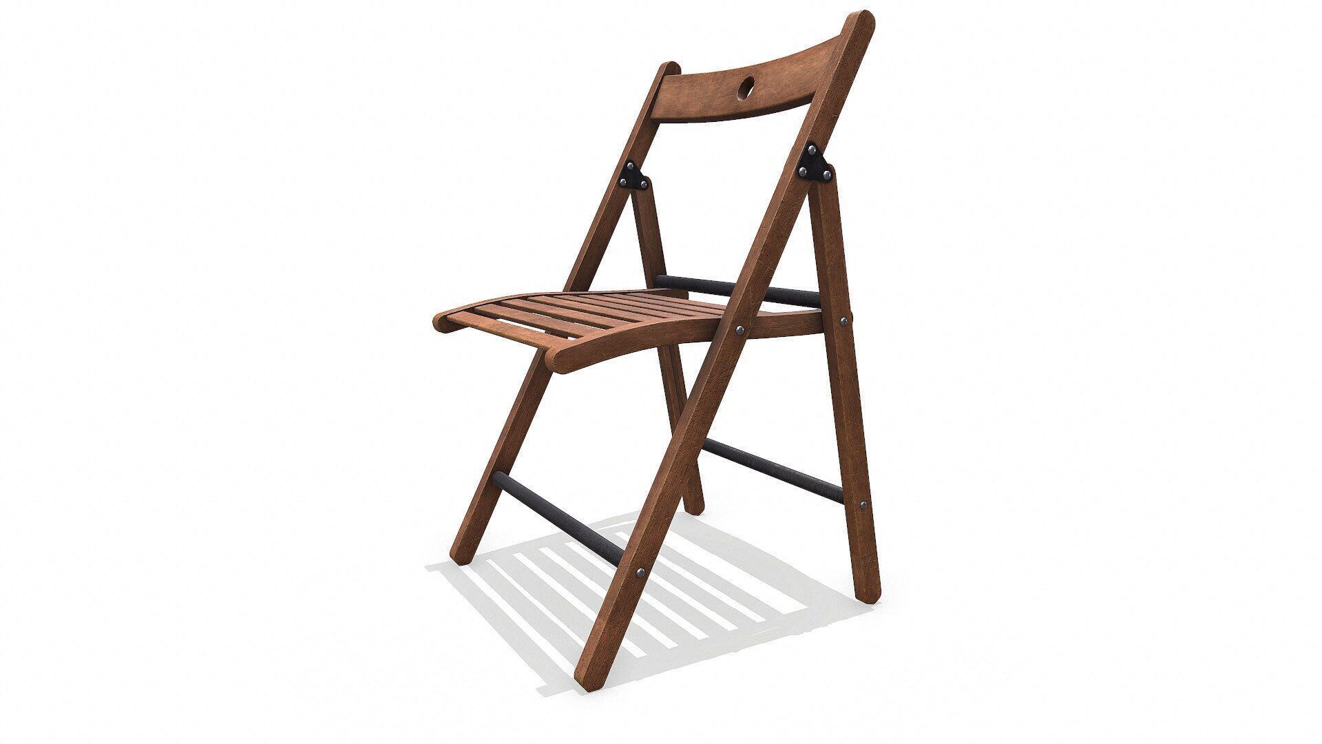 Old Wooden Folding Chair low-poly PBR Low-poly 3D model_3
