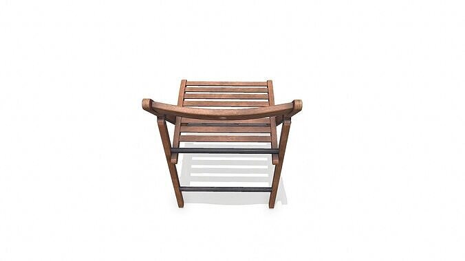 Old Wooden Folding Chair low-poly PBR Low-poly 3D model 7