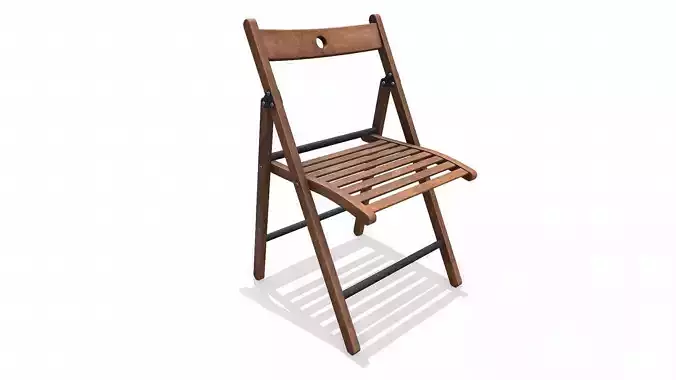 Old Wooden Folding Chair low-poly PBR Low-poly 3D model Old Wooden Folding Chair low-poly PBR Low-poly 3D model