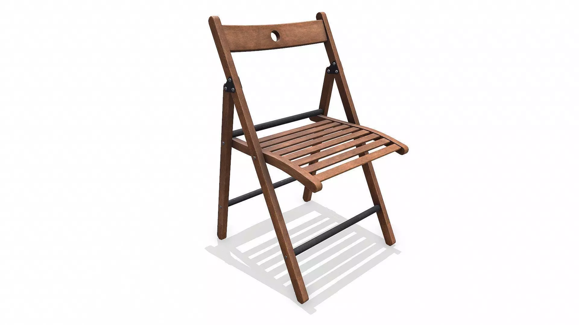 Old Wooden Folding Chair low-poly PBR Low-poly 3D model_0
