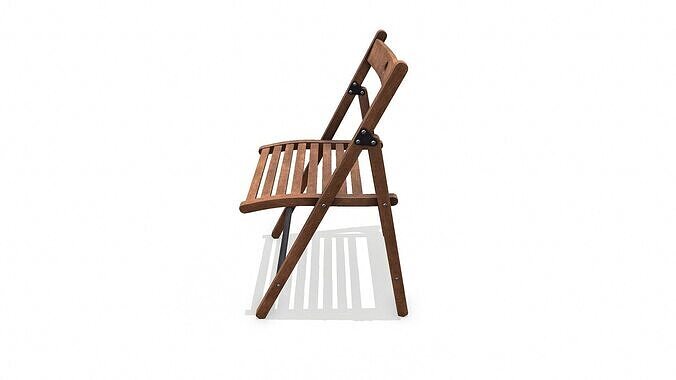 Old Wooden Folding Chair low-poly PBR Low-poly 3D model 4