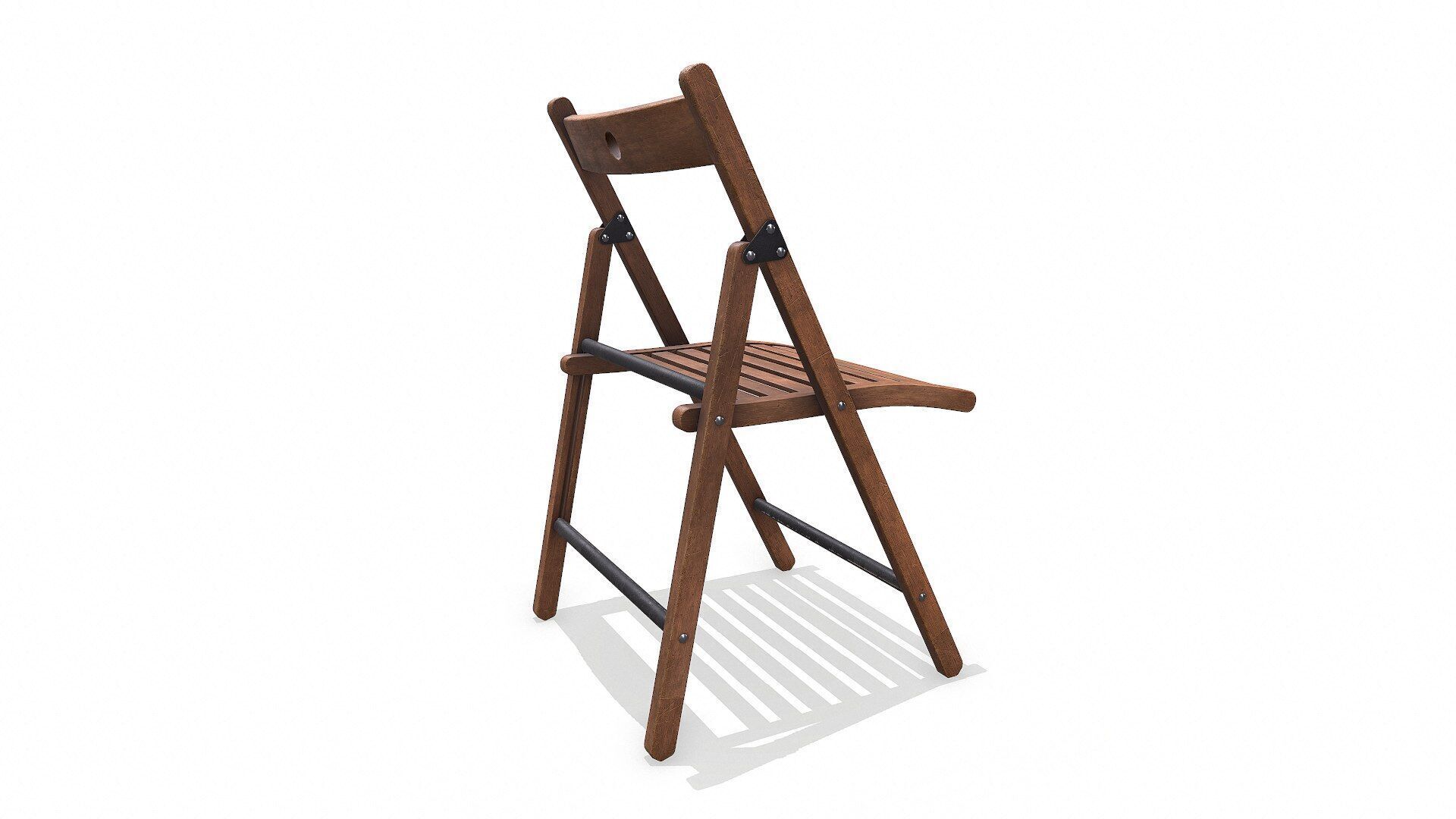 Old Wooden Folding Chair low-poly PBR Low-poly 3D model_8