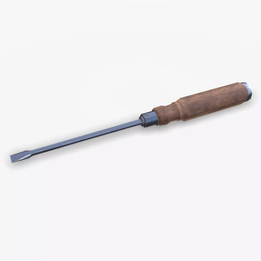Old Vintage flathead Screwdriver Low-poly PBR Low-poly 3D model_0