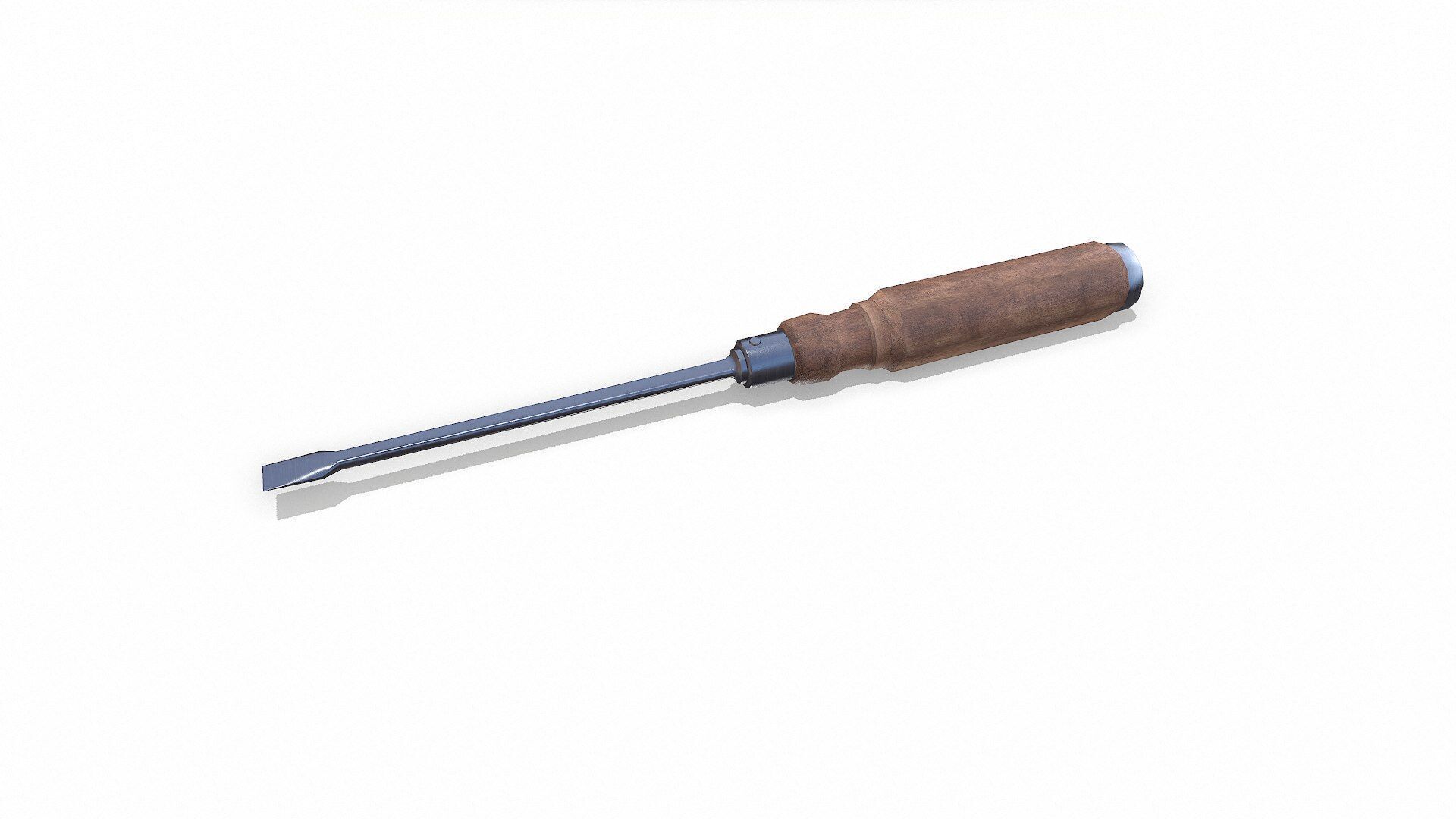 Old Vintage flathead Screwdriver Low-poly PBR Low-poly 3D model_2