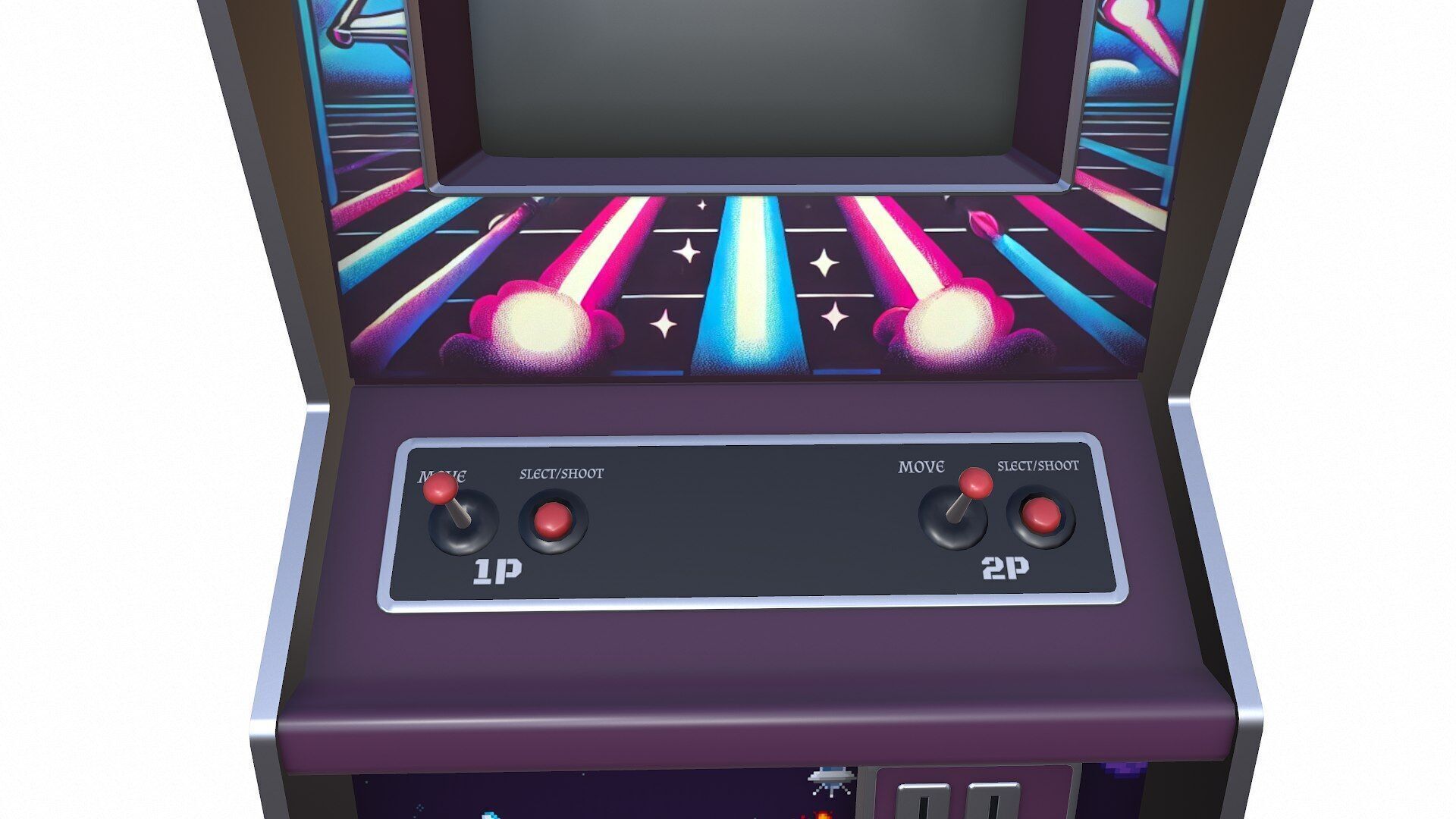 Old Vintage Arcade Machine Low-poly PBR Low-poly 3D model_14