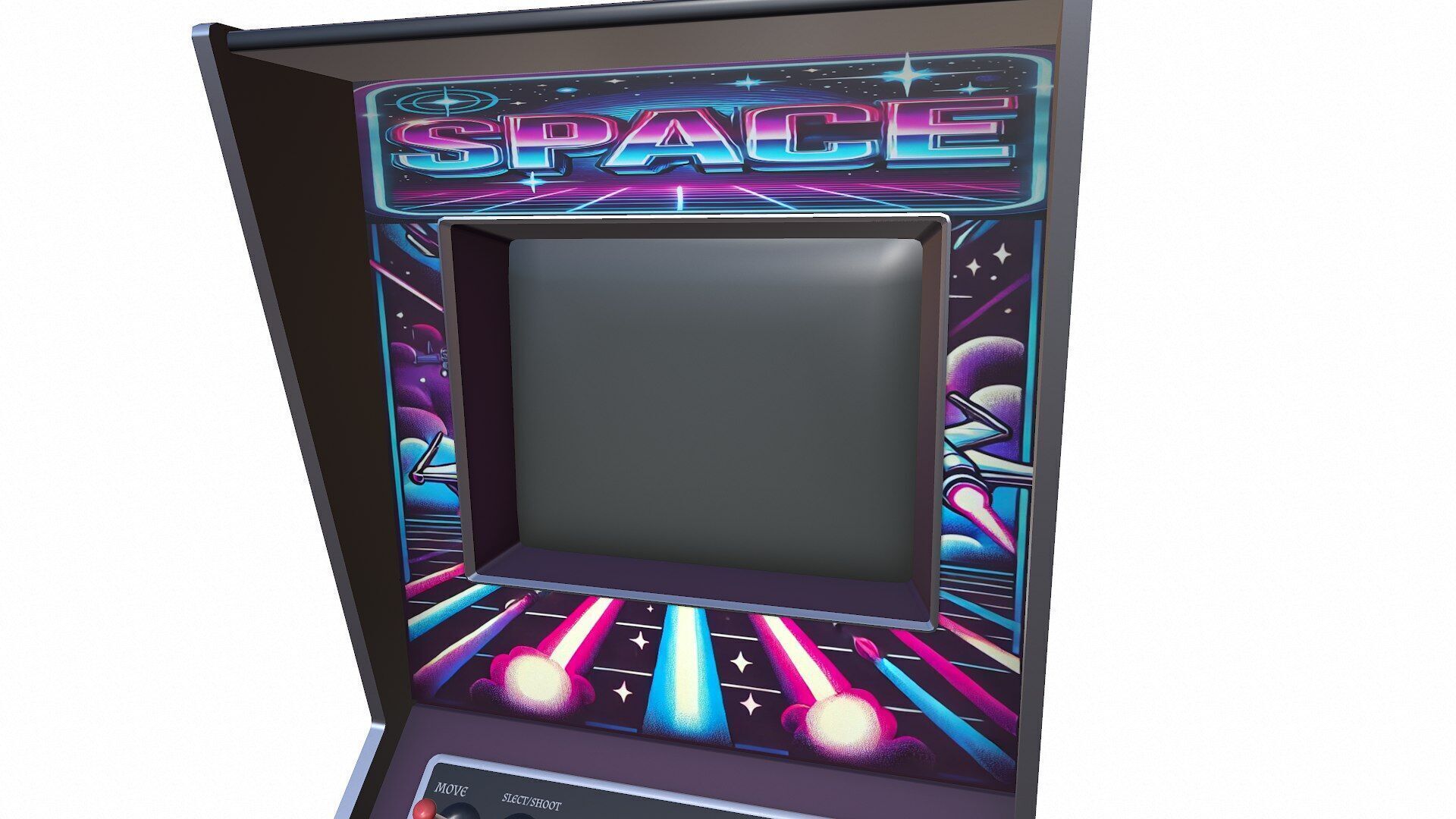 Old Vintage Arcade Machine Low-poly PBR Low-poly 3D model_12