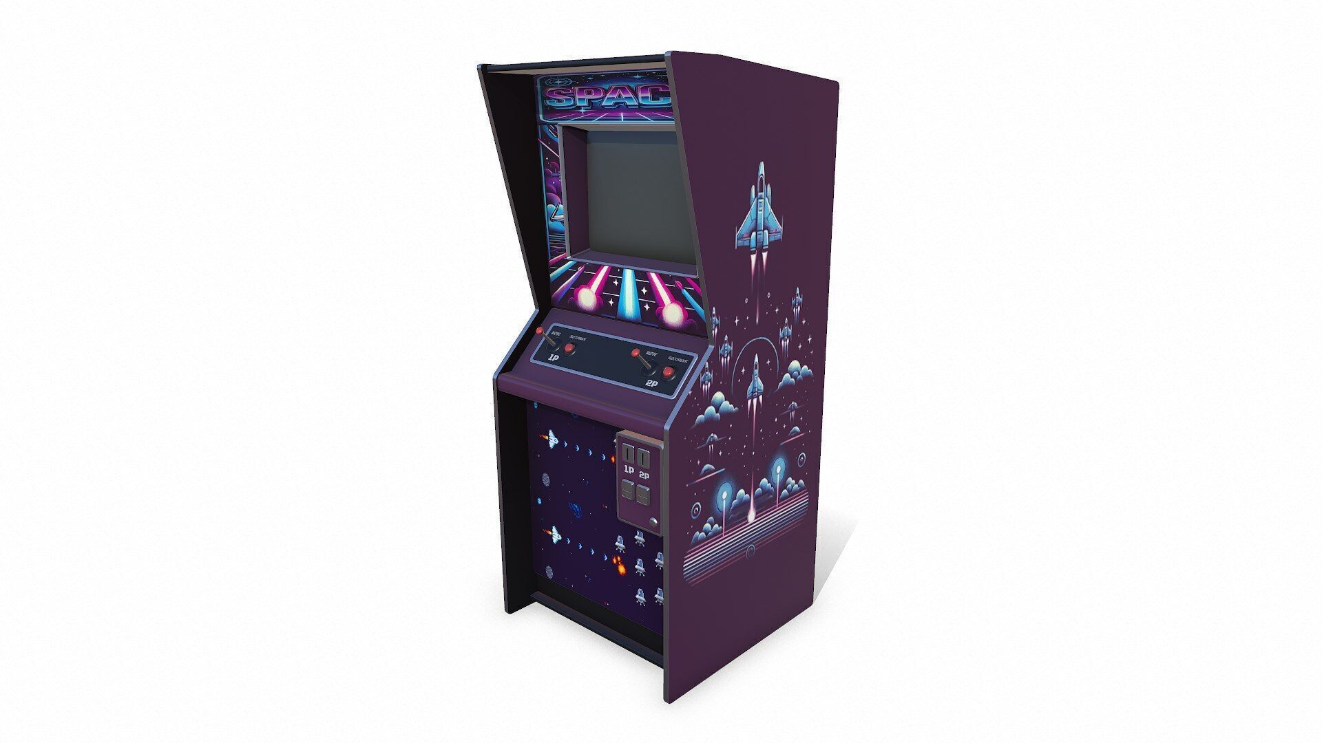 Old Vintage Arcade Machine Low-poly PBR Low-poly 3D model_3