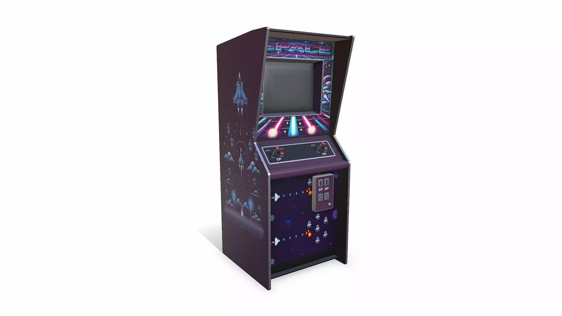 Old Vintage Arcade Machine Low-poly PBR Low-poly 3D model_0