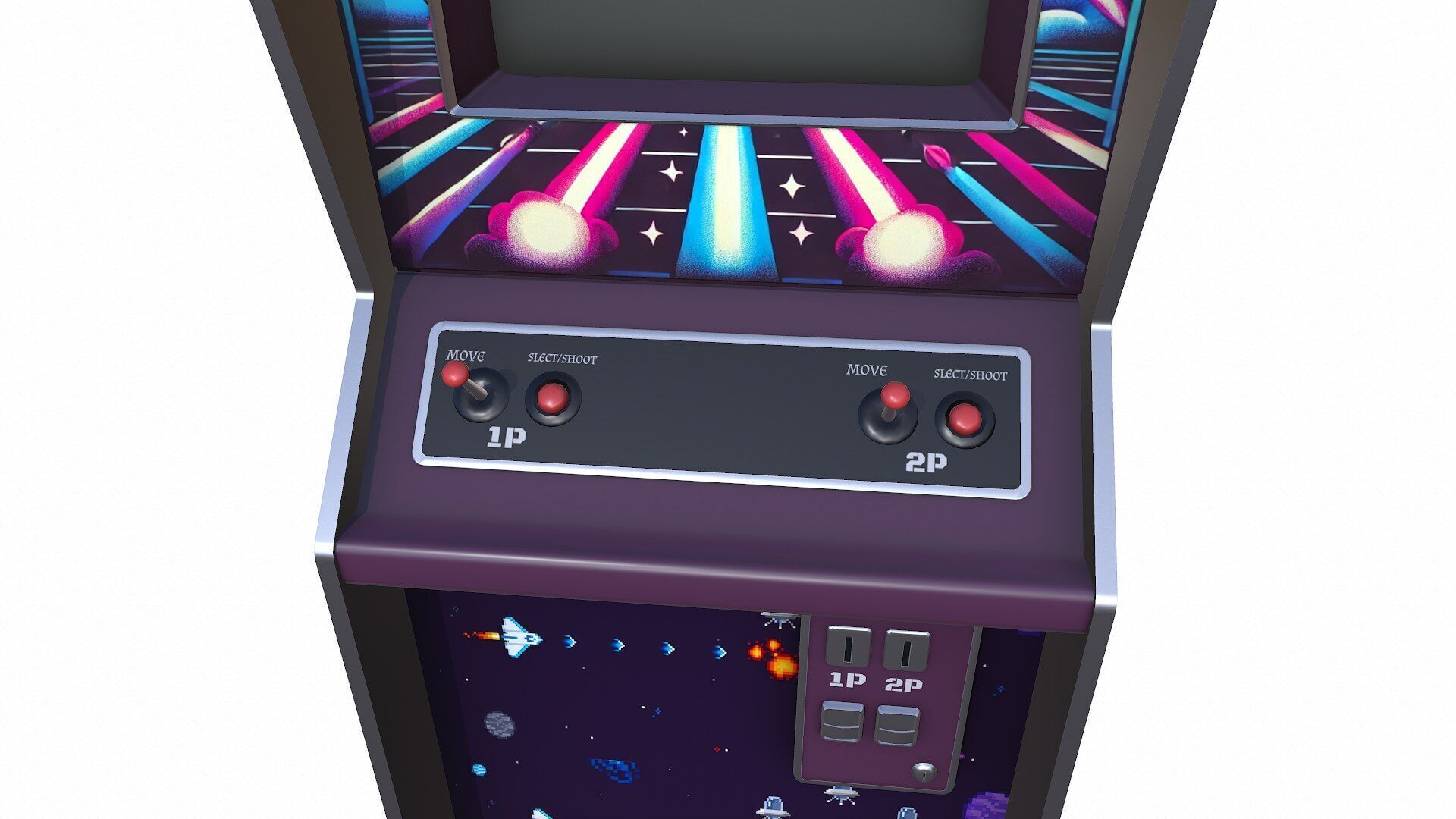 Old Vintage Arcade Machine Low-poly PBR Low-poly 3D model_11