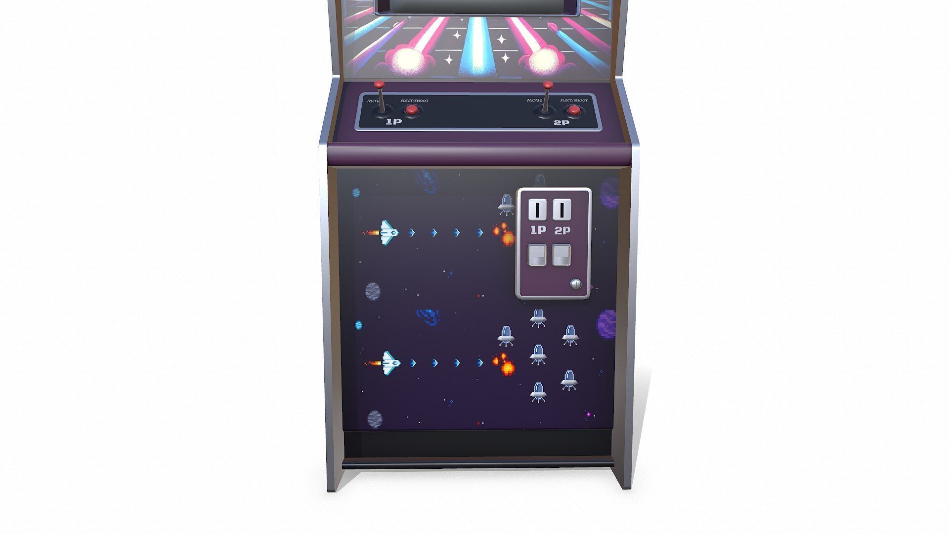 Old Vintage Arcade Machine Low-poly PBR Low-poly 3D model_10