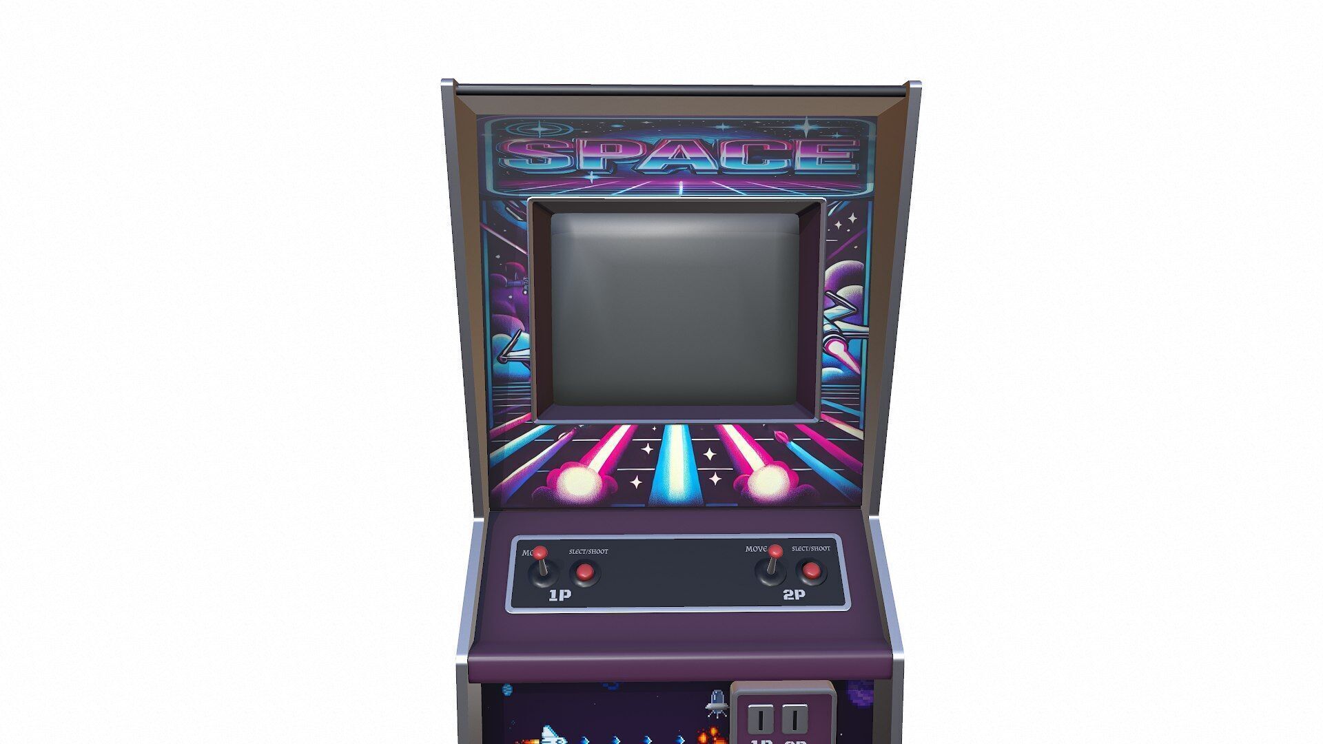 Old Vintage Arcade Machine Low-poly PBR Low-poly 3D model_9