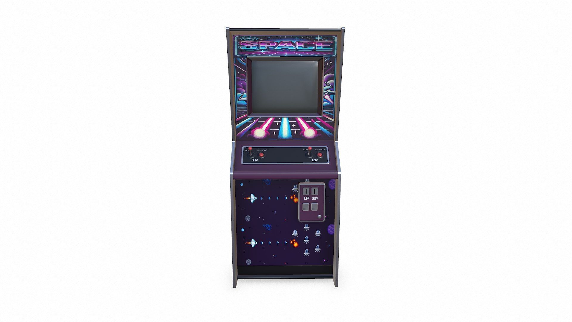 Old Vintage Arcade Machine Low-poly PBR Low-poly 3D model_2