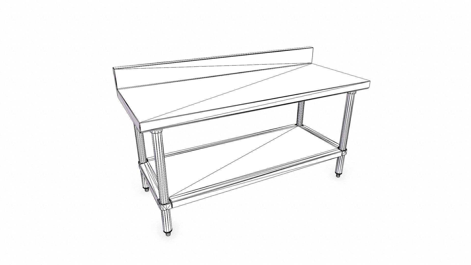 Old Metal Workbench Low-poly PBR Low-poly 3D model_14