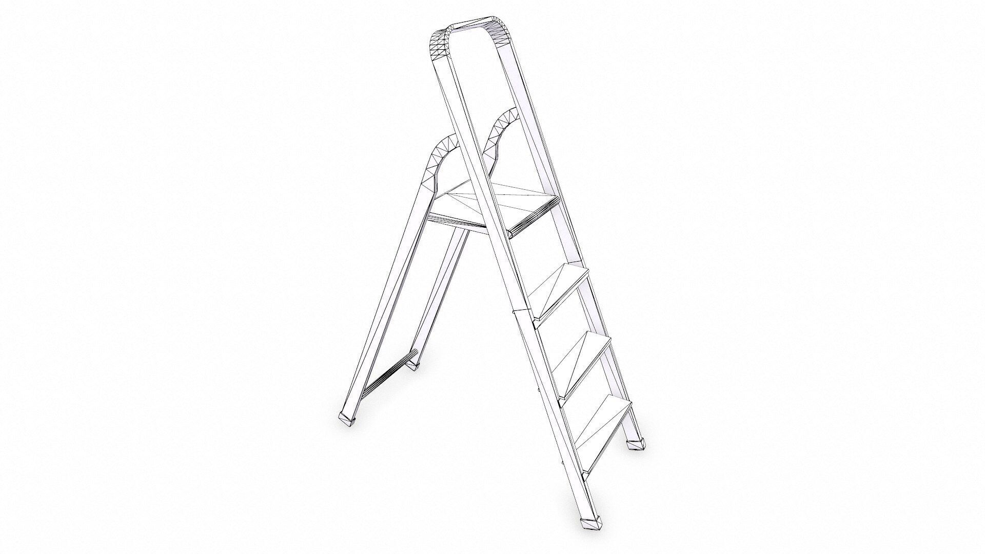 Old Metal Step Ladder Low-poly PBR Low-poly 3D model_13