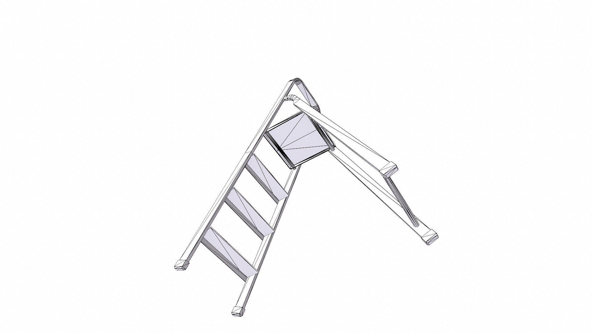 Old Metal Step Ladder Low-poly PBR Low-poly 3D model_15
