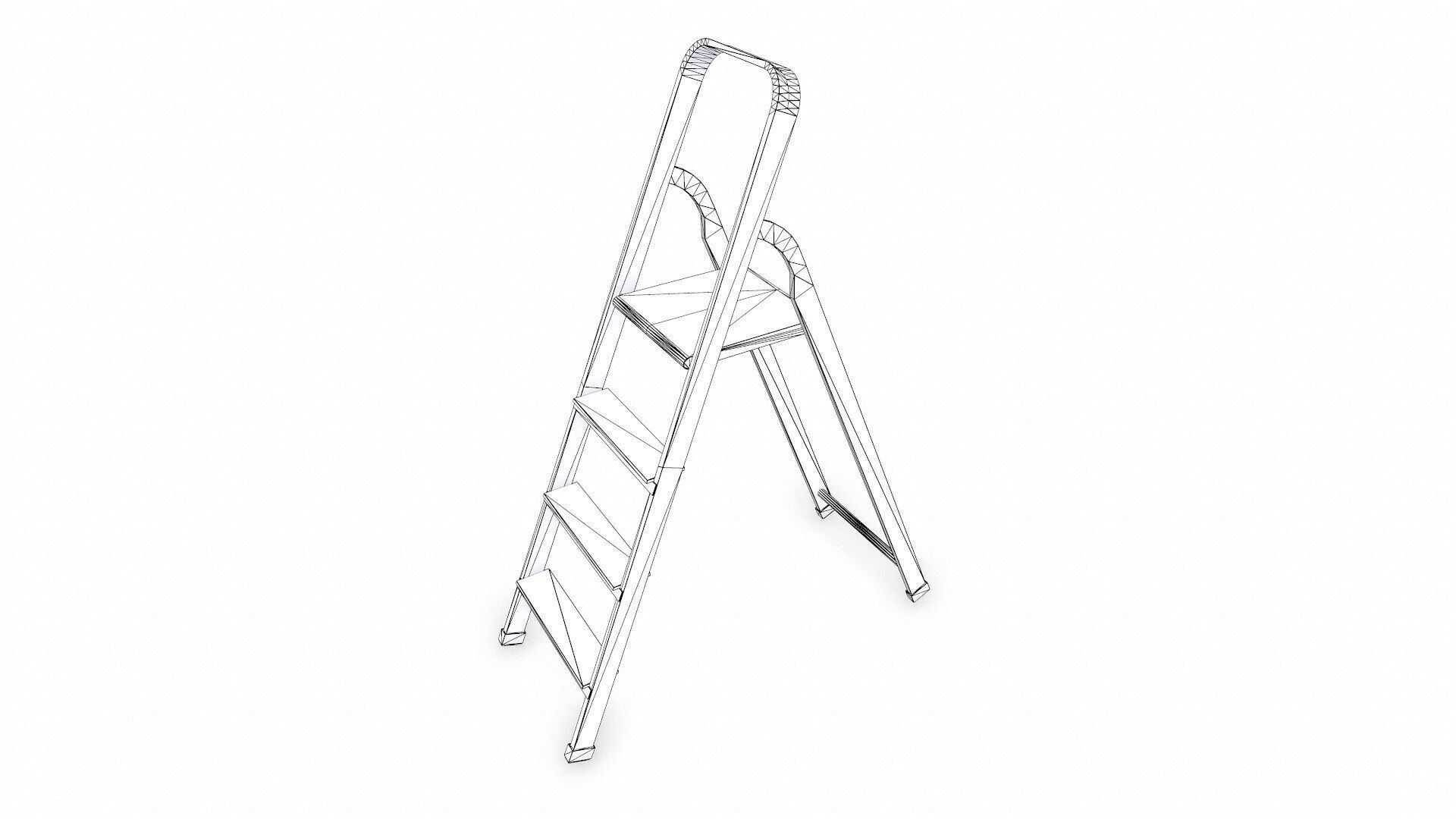 Old Metal Step Ladder Low-poly PBR Low-poly 3D model_14