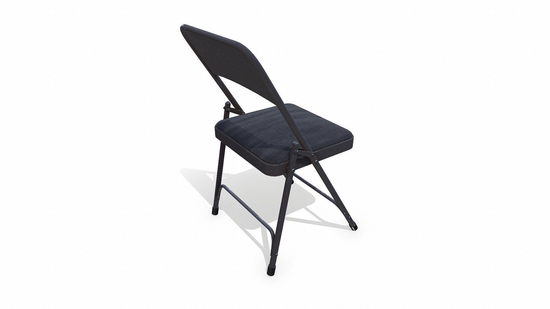 Old Metal Folding Chair With Cushion Low-poly PBR Low-poly 3D model_7